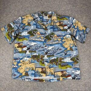 David Carey Originals Hawaiian Shirt Button Up Alaska Pacific Ocean Mens 2X